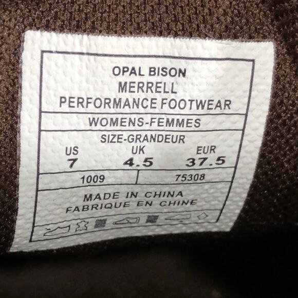 Merrell Opal Bison Brown Leather Vibram Slip-On Hiking Mocs Shoes Womens Size 7 - Picture 10 of 10